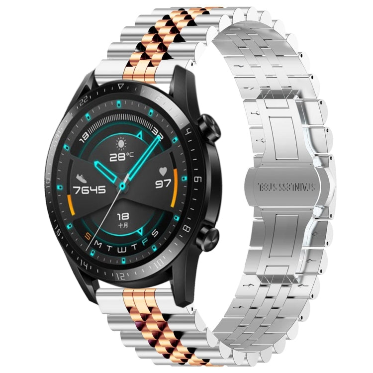 Watch Band – Stainless Steel (42mm) For Huawei Watch GT 42mm 46mm GT2 46mm Silver+Rose Gold