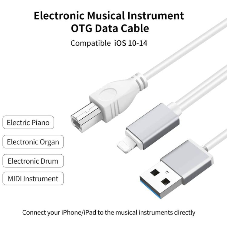 Cable – 1m 8 Pin to USB + MIDI Electronic Music Instrument & OTG & Charging...