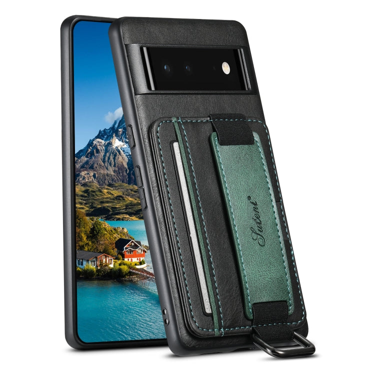 Suteni H13 Card Wallet Wrist Strap Holder PU Phone Case – Leather, For Googel Pixel 6, For Googel Pixel 6 Pro, For Googel Pixel 6a, For Googel Pixel 7 5G, For Googel Pixel 7 Pro 5G, For Googel Pixel 7a