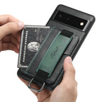 Suteni H13 Card Wallet Wrist Strap Holder PU Phone Case – Leather, For Googel Pixel 6, For Googel Pixel 6 Pro, For Googel Pixel 6a, For Googel Pixel 7 5G, For Googel Pixel 7 Pro 5G, For Googel Pixel 7a