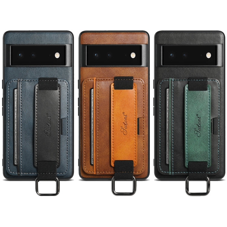 Suteni H13 Card Wallet Wrist Strap Holder PU Phone Case – Leather, For Googel Pixel 6, For Googel Pixel 6 Pro, For Googel Pixel 6a, For Googel Pixel 7 5G, For Googel Pixel 7 Pro 5G, For Googel Pixel 7a