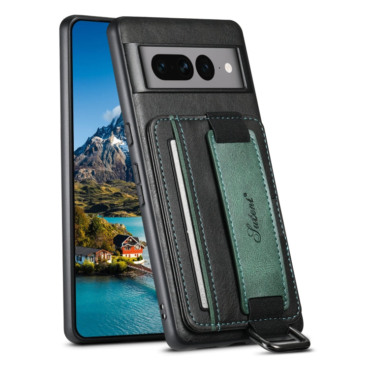 Suteni H13 Card Wallet Wrist Strap Holder PU Phone Case – Leather, For Googel Pixel 6, For Googel Pixel 6 Pro, For Googel Pixel 6a, For Googel Pixel 7 5G, For Googel Pixel 7 Pro 5G, For Googel Pixel 7a For Googel Pixel 7 Pro 5G Black