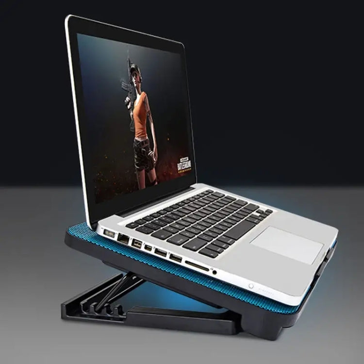 N99 USB Dual Fan Hollow Carved Design Heat Dissipation Laptop Cooling Pad, N99 – Durable Build, Easy to Use