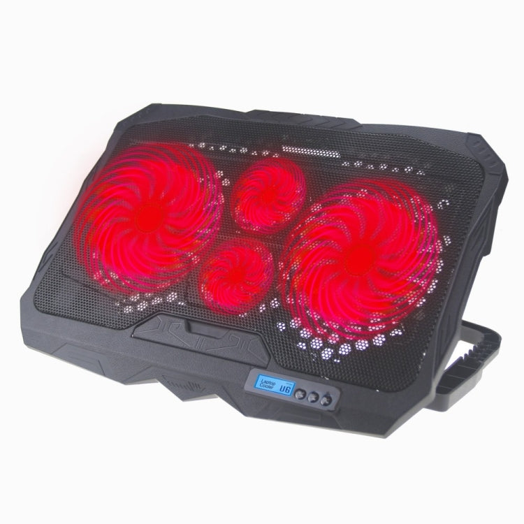 S18 Aluminum Four Fans Gaming Laptop Cooling Pad Foldable Holder with Wind Speed Display, S18 – Flip S18 Red