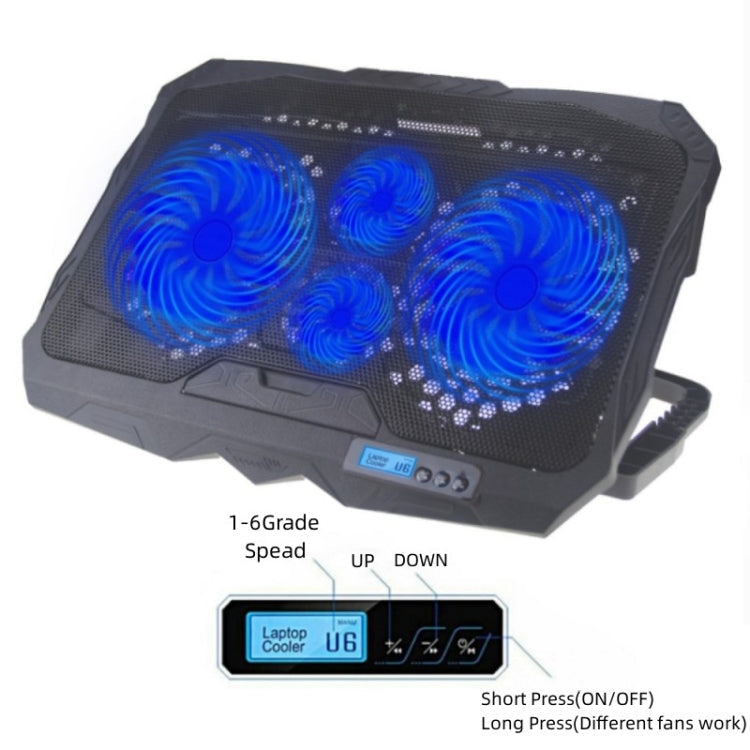 S18 Aluminum Four Fans Gaming Laptop Cooling Pad Foldable Holder with Wind Speed Display, S18 – Flip