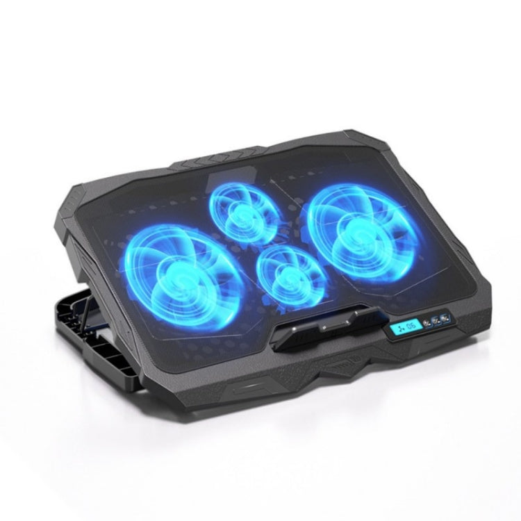 S18 Aluminum Four Fans Gaming Laptop Cooling Pad Foldable Holder with Wind Speed Display, S18 – Flip