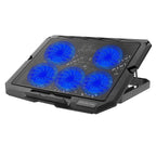 X5 Game Work Mute 5-Fan 7-Gear Adjustable Height Laptop Cooling Stand, X5 – Durable Build, Easy to Use X5 Blue