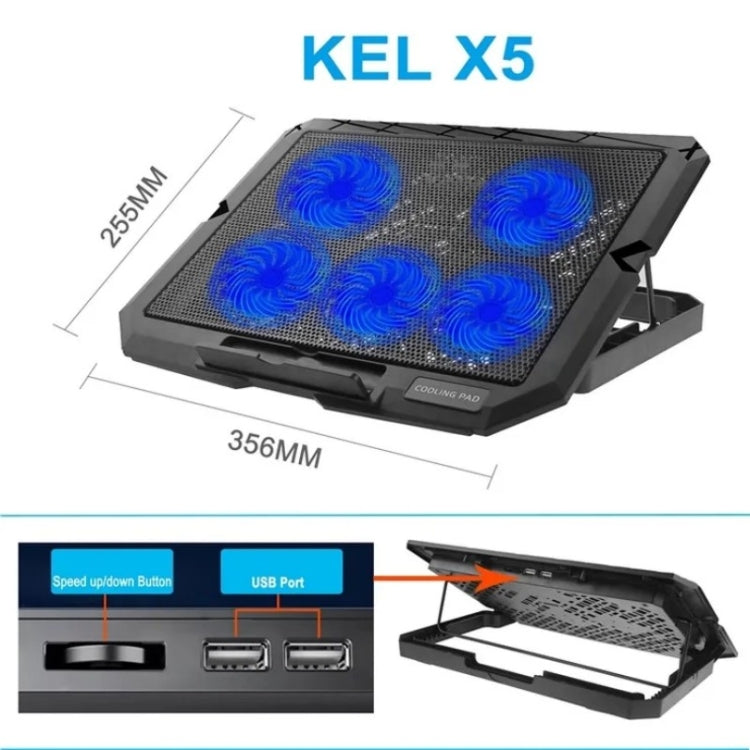 X5 Game Work Mute 5-Fan 7-Gear Adjustable Height Laptop Cooling Stand, X5 – Durable Build, Easy to Use