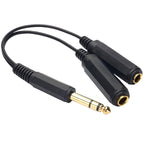 JUNSUNMAY 6.35mm 1/4 inch Male to Dual Female Stereo Audio Jack Adapter Cable, Length: 20cm, 6.35mm M to 2 x F 20cm 6.35mm M to 2 x F 20cm