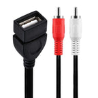 JUNSUNMAY USB 2.0 Female to 2 x RCA Male Video Audio Splitter Adapter Cable, 0.2m USB F to 2 RCA, 1.5m USB F to 2 RCA – Durable Build, Easy to Use