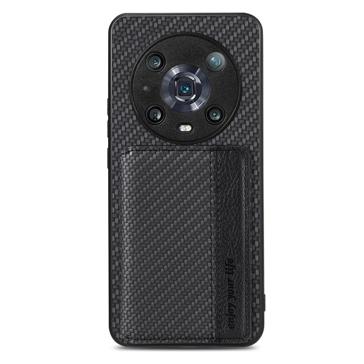 Carbon Fiber Magnetic Card Bag Phone Case – Magnetic, For Honor 80, For Honor Magic4 Lite, For Honor Magic5 Pro, For OPPO A16