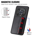 Carbon Fiber Magnetic Card Bag Phone Case – Magnetic, For Honor 80, For Honor Magic4 Lite, For Honor Magic5 Pro, For OPPO A16