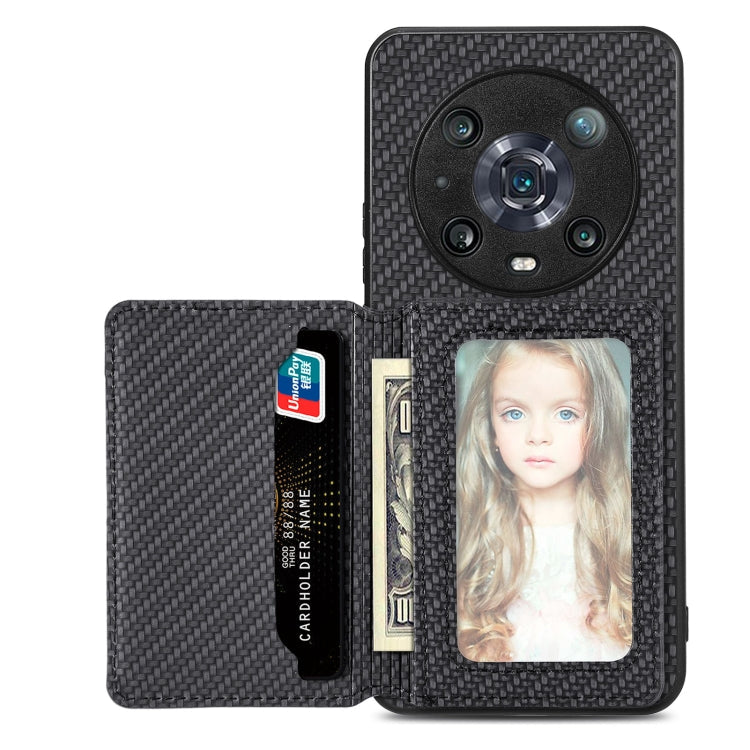 Carbon Fiber Magnetic Card Bag Phone Case – Magnetic, For Honor 80, For Honor Magic4 Lite, For Honor Magic5 Pro, For OPPO A16