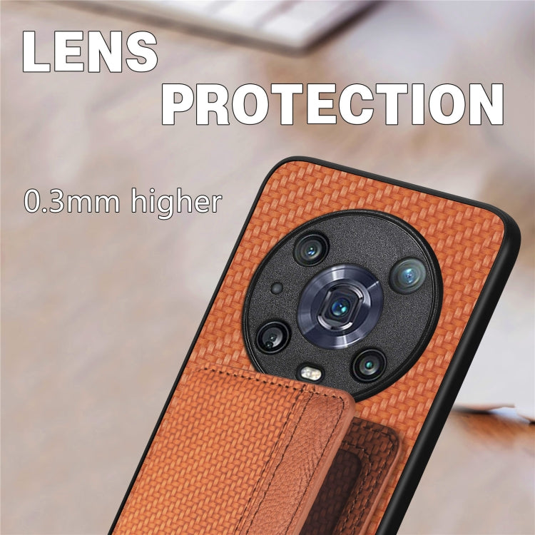 Carbon Fiber Magnetic Card Bag Phone Case – Magnetic, For Honor 80, For Honor Magic4 Lite, For Honor Magic5 Pro, For OPPO A16