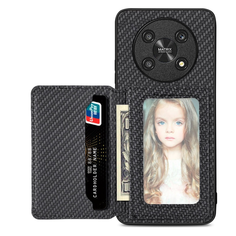Carbon Fiber Magnetic Card Bag Phone Case – Magnetic, For Honor 80, For Honor Magic4 Lite, For Honor Magic5 Pro, For OPPO A16