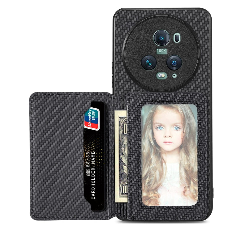 Carbon Fiber Magnetic Card Bag Phone Case – Magnetic, For Honor 80, For Honor Magic4 Lite, For Honor Magic5 Pro, For OPPO A16 For Honor Magic5 Pro Black