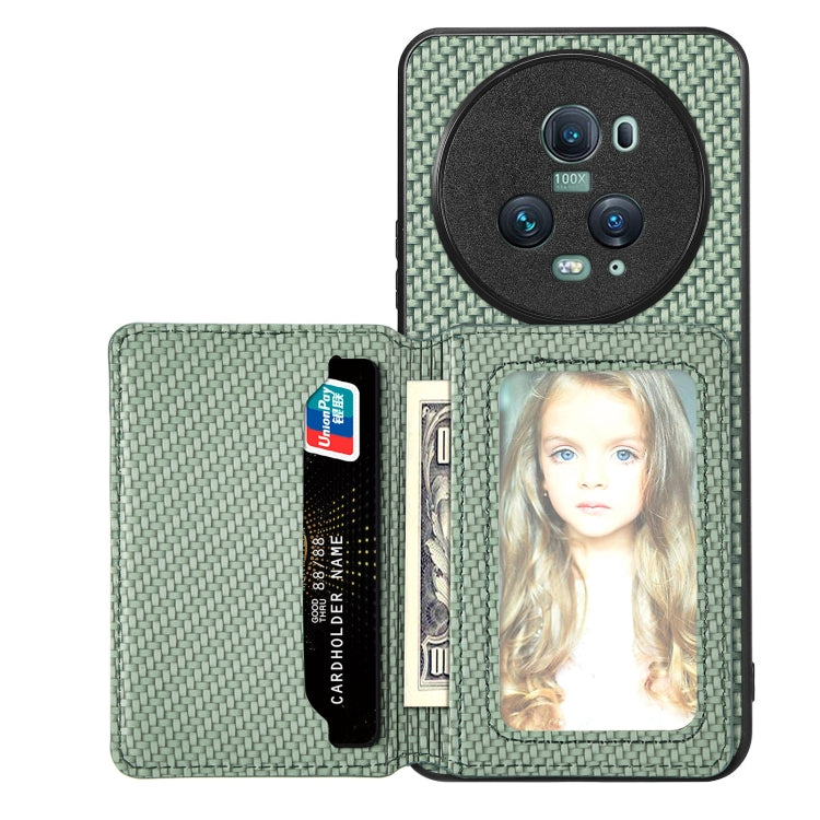 Carbon Fiber Magnetic Card Bag Phone Case – Magnetic, For Honor 80, For Honor Magic4 Lite, For Honor Magic5 Pro, For OPPO A16 For Honor Magic5 Pro Green