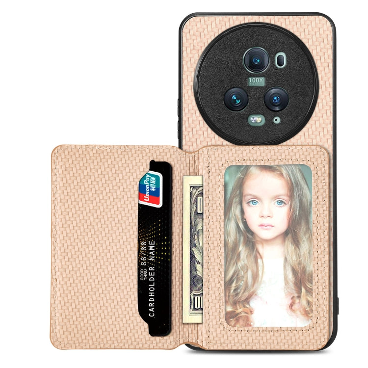 Carbon Fiber Magnetic Card Bag Phone Case – Magnetic, For Honor 80, For Honor Magic4 Lite, For Honor Magic5 Pro, For OPPO A16 For Honor Magic5 Pro Khaki