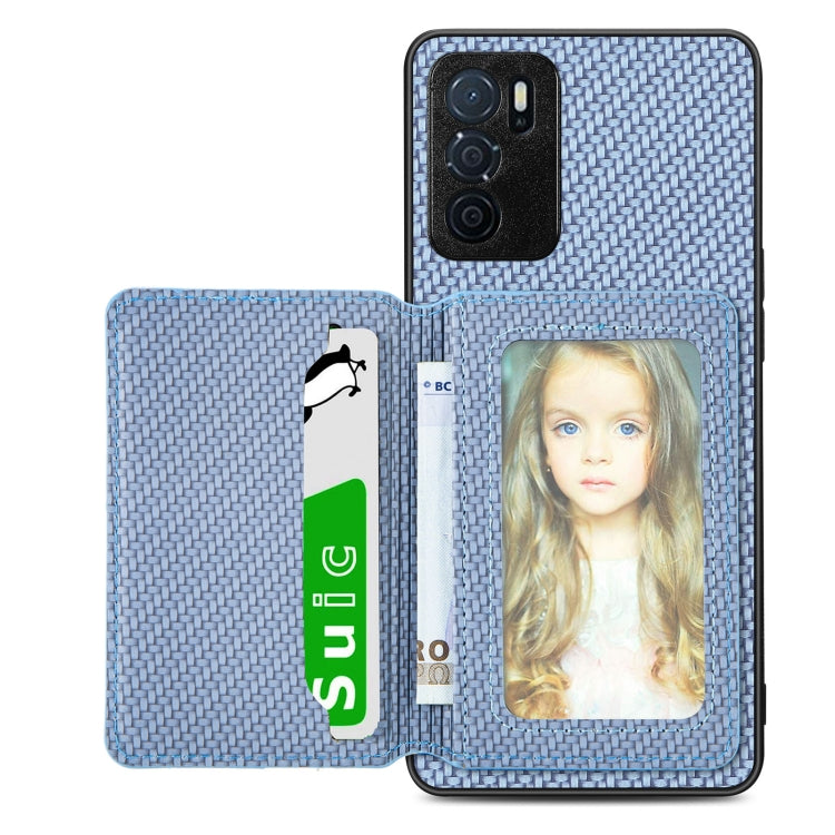 Carbon Fiber Magnetic Card Bag Phone Case – Magnetic, For Honor 80, For Honor Magic4 Lite, For Honor Magic5 Pro, For OPPO A16 For OPPO A16 Blue