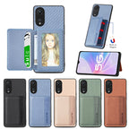 Carbon Fiber Magnetic Card Bag Phone Case – Magnetic, For OPPO A78, For OPPO A94 5G, For OPPO Find X6 Pro, For OPPO Find X6