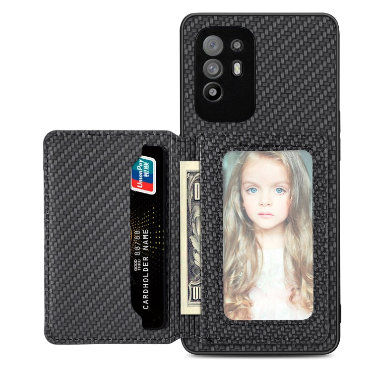 Carbon Fiber Magnetic Card Bag Phone Case – Magnetic, For OPPO A78, For OPPO A94 5G, For OPPO Find X6 Pro, For OPPO Find X6 For OPPO A94 5G Black