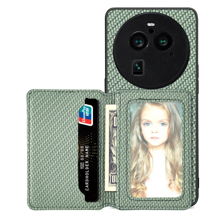Carbon Fiber Magnetic Card Bag Phone Case – Magnetic, For OPPO A78, For OPPO A94 5G, For OPPO Find X6 Pro, For OPPO Find X6 For OPPO Find X6 Pro Green