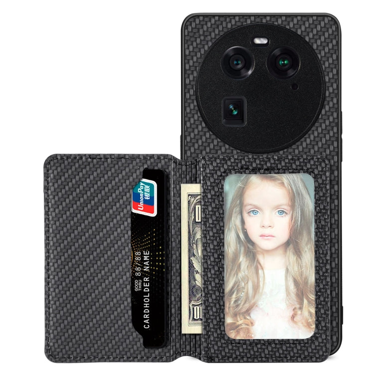 Carbon Fiber Magnetic Card Bag Phone Case – Magnetic, For OPPO A78, For OPPO A94 5G, For OPPO Find X6 Pro, For OPPO Find X6 For OPPO Find X6 Black