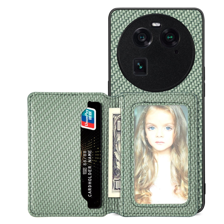 Carbon Fiber Magnetic Card Bag Phone Case – Magnetic, For OPPO A78, For OPPO A94 5G, For OPPO Find X6 Pro, For OPPO Find X6 For OPPO Find X6 Green
