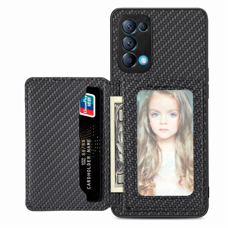 Carbon Fiber Magnetic Card Bag Phone Case – Magnetic, For OPPO Reno5 5G, For OPPO Reno7 5G, For OPPO Reno8 T 4G, For vivo X70