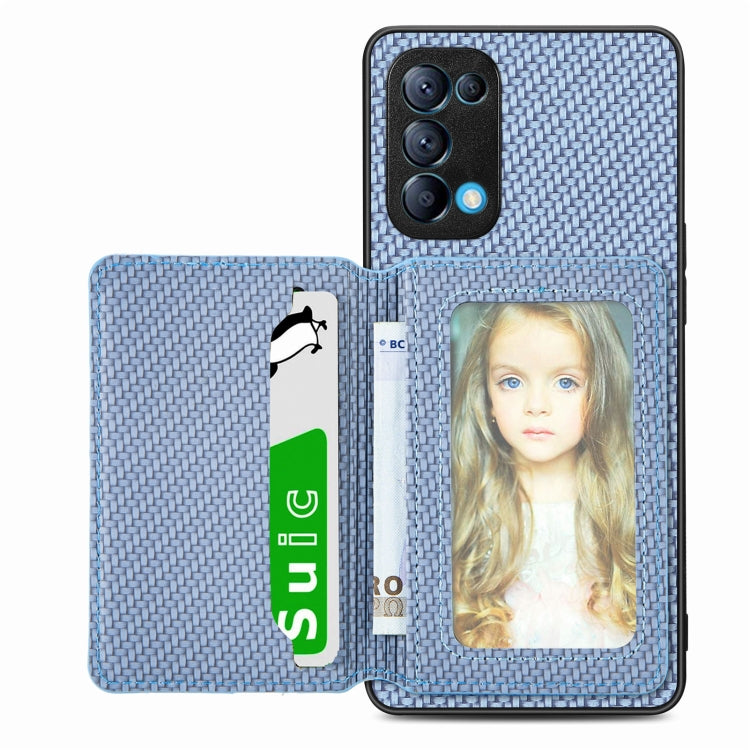 Carbon Fiber Magnetic Card Bag Phone Case – Magnetic, For OPPO Reno5 5G, For OPPO Reno7 5G, For OPPO Reno8 T 4G, For vivo X70