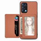 Carbon Fiber Magnetic Card Bag Phone Case – Magnetic, For OPPO Reno5 5G, For OPPO Reno7 5G, For OPPO Reno8 T 4G, For vivo X70