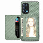 Carbon Fiber Magnetic Card Bag Phone Case – Magnetic, For OPPO Reno5 5G, For OPPO Reno7 5G, For OPPO Reno8 T 4G, For vivo X70