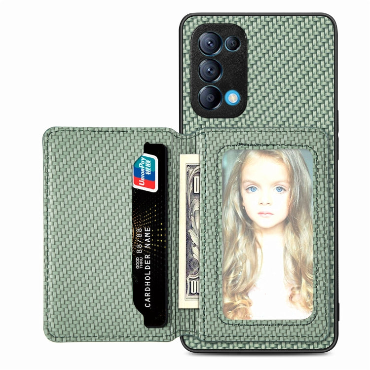 Carbon Fiber Magnetic Card Bag Phone Case – Magnetic, For OPPO Reno5 5G, For OPPO Reno7 5G, For OPPO Reno8 T 4G, For vivo X70