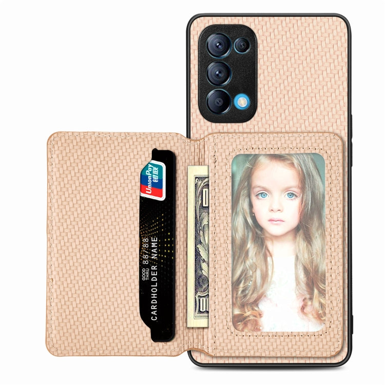 Carbon Fiber Magnetic Card Bag Phone Case – Magnetic, For OPPO Reno5 5G, For OPPO Reno7 5G, For OPPO Reno8 T 4G, For vivo X70