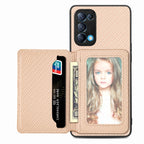 Carbon Fiber Magnetic Card Bag Phone Case – Magnetic, For OPPO Reno5 5G, For OPPO Reno7 5G, For OPPO Reno8 T 4G, For vivo X70