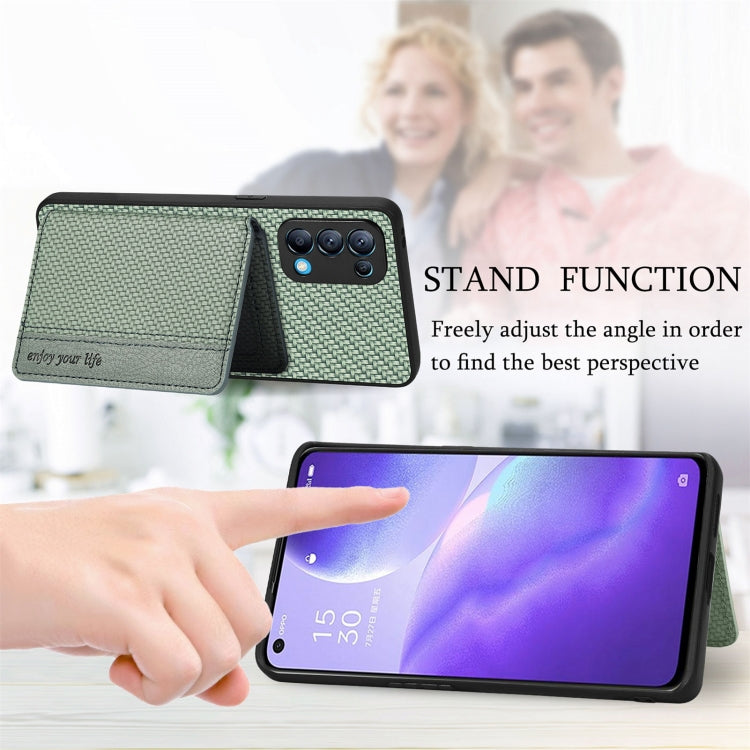 Carbon Fiber Magnetic Card Bag Phone Case – Magnetic, For OPPO Reno5 5G, For OPPO Reno7 5G, For OPPO Reno8 T 4G, For vivo X70