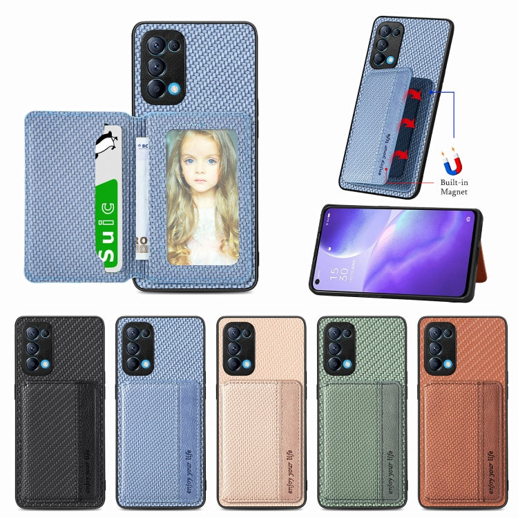 Carbon Fiber Magnetic Card Bag Phone Case – Magnetic, For OPPO Reno5 5G, For OPPO Reno7 5G, For OPPO Reno8 T 4G, For vivo X70