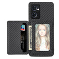 Carbon Fiber Magnetic Card Bag Phone Case – Magnetic, For OPPO Reno5 5G, For OPPO Reno7 5G, For OPPO Reno8 T 4G, For vivo X70 For OPPO Reno7 5G Black