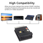 JUNSUNMAY 21 Pin Scart Male to Female S-Video 3 RCA Adapter Switchable in Out Audio Converter – TPU