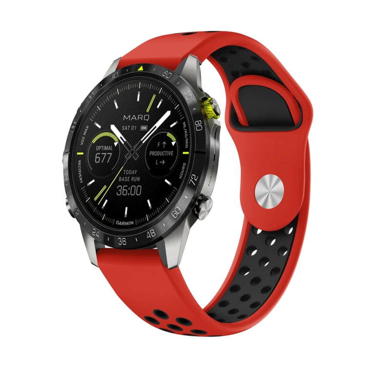 Watch Band – Silicone (22mm) #14 For Garmin MARQ Athlete Gen 2 Red+Black
