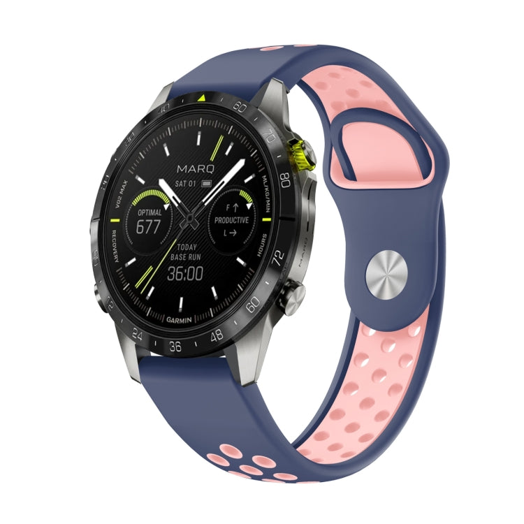 Watch Band – Silicone (22mm) #14 For Garmin MARQ Athlete Gen 2 Midnight Blue+Pink