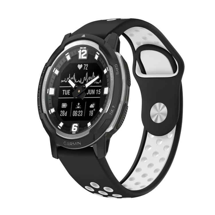 Watch Band – Silicone (22mm) #14 For Garmin Instinct Crossover Black+White