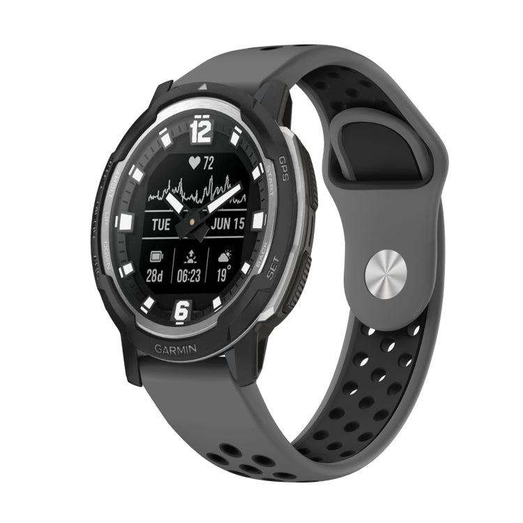 Watch Band – Silicone (22mm) #14 For Garmin Instinct Crossover Grey+Black