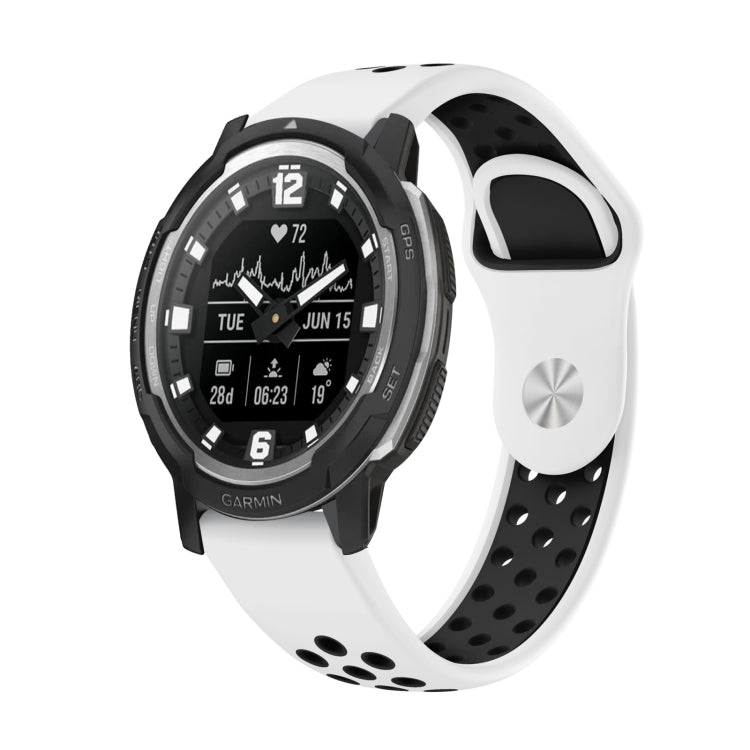 Watch Band – Silicone (22mm) #17 For Garmin Instinct Crossover Solar White+Black