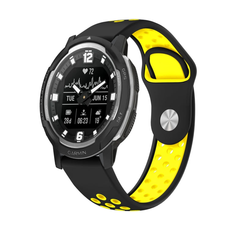 Watch Band – Silicone (22mm) #17 For Garmin Instinct Crossover Solar Black+Yellow
