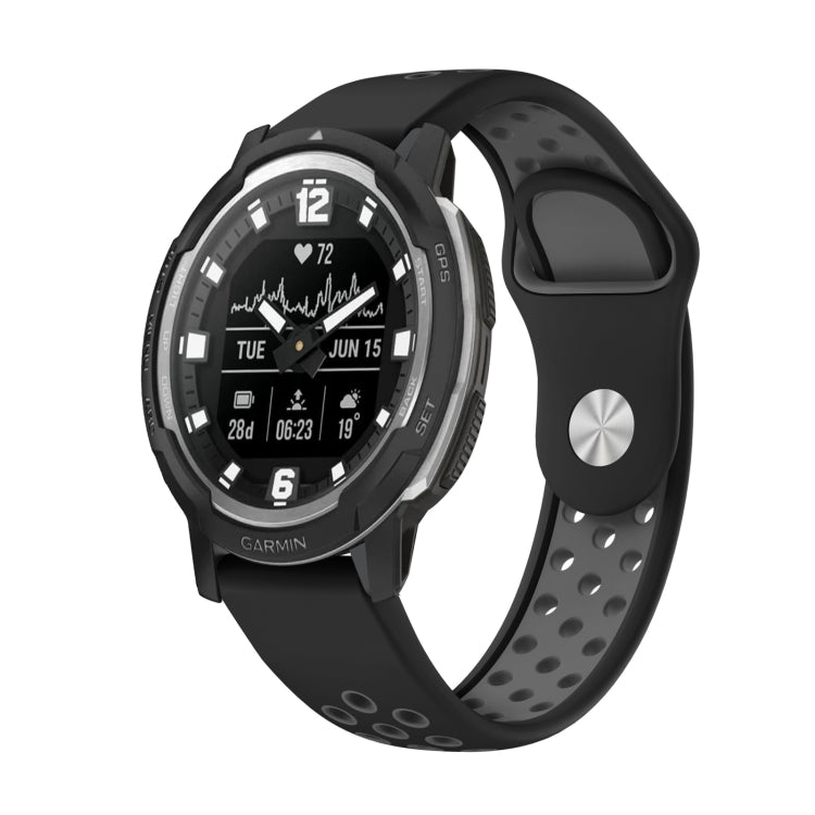 Watch Band – Silicone (22mm) #17 For Garmin Instinct Crossover Solar Black+Grey