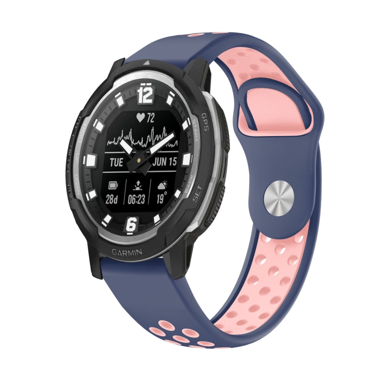 Watch Band – Silicone (22mm) #17 For Garmin Instinct Crossover Solar Midnight Blue+Pink