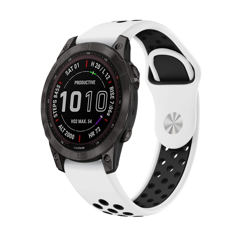 Watch Band – Silicone (22mm) #17 For Garmin Fenix 7 White+Black