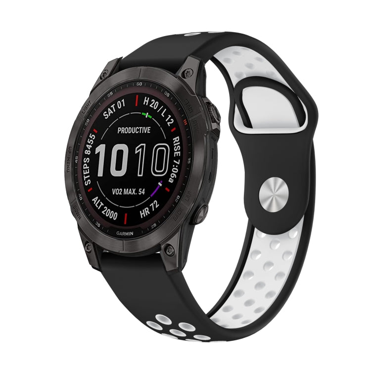 Watch Band – Silicone (22mm) #17 For Garmin Fenix 7 Black+White