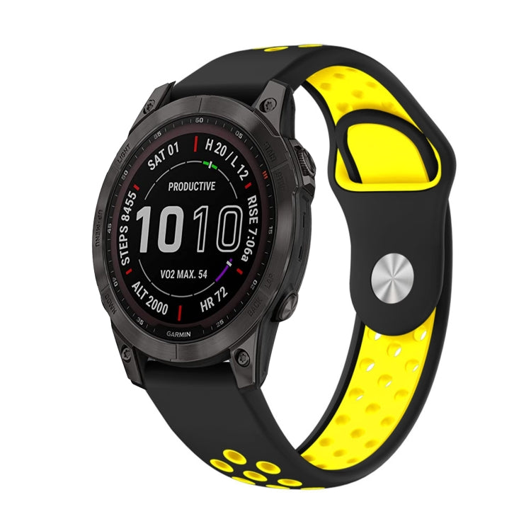 Watch Band – Silicone (22mm) #17 For Garmin Fenix 7 Black+Yellow